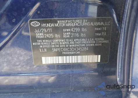2012 Hyundai Sonata Limited from USA, damaged, VIN 5NPEC4AC3CH345284